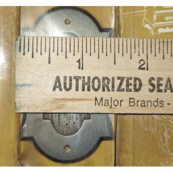 vtg National lock cabinet hardware backplate silver and wood tone Lot of 8 NOS - Picture 5 of 5